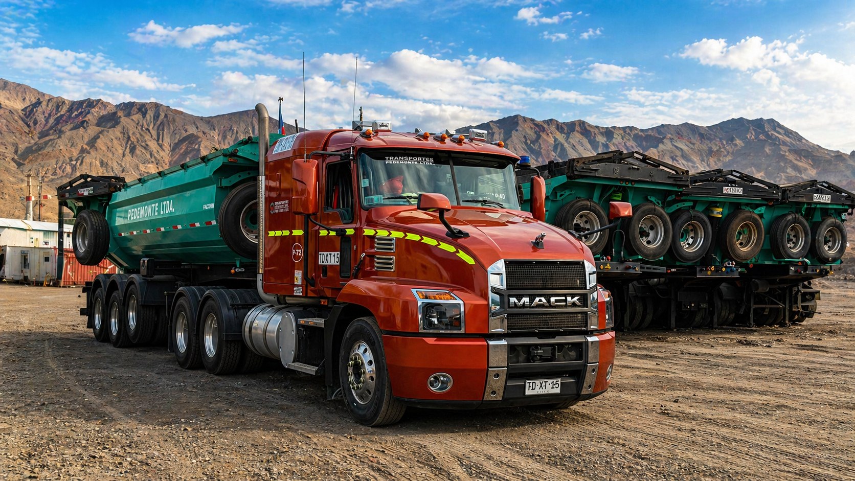 Flota de tracto camiones de Transportes Pedemonte